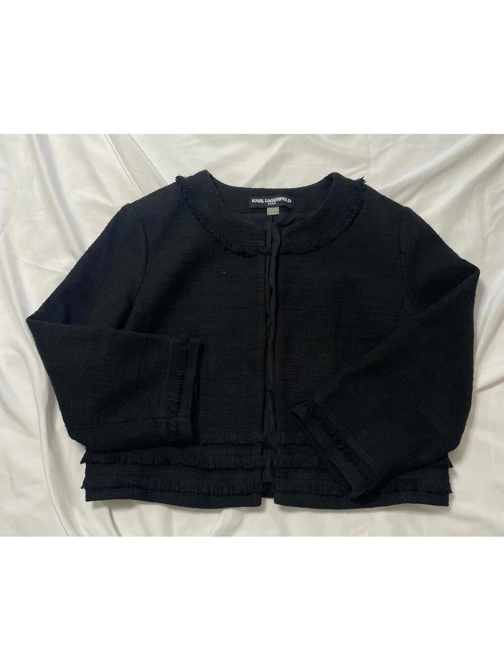 Karl Lagerfeld Paris black Chanel style jacket Size Large - Picture 4 of 6